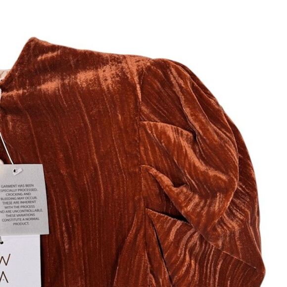 NEW! Wayf Cinnamon Velvet Greyson Puff Sleeve Top (Rust color) Size XS - Picture 4 of 10